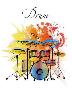 Drums Watercolor vector