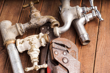 Working tools, plumbing, pipes and faucets