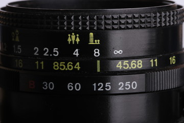 Close up of the part of old camera.