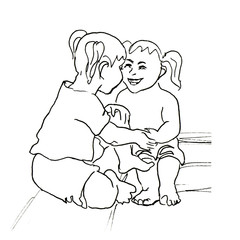 Small Girls sitting and playing.