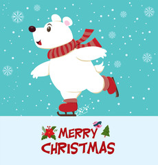 Vintage Christmas poster design with pola bear 
