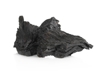 wood charcoal isolated on white background.