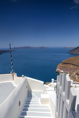 Santorini island landscape of famous Fira village, Greece