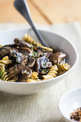 Pasta with mushroom and herb sauce