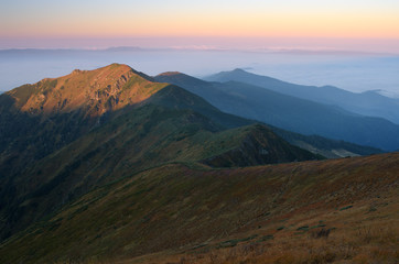 Morning landscape in the mountains