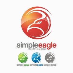 Simple Logo Design Eagle Head With Circle Template