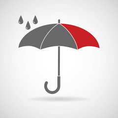 Vector umbrella logo, icon, rain symbol, silhouette shape, weather, interface element
