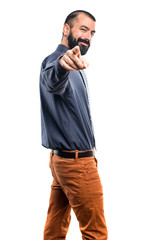 Fototapeta premium Man pointing to the front