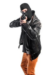 Robber holding a rifle
