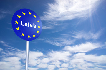 Latvia Border Sign
