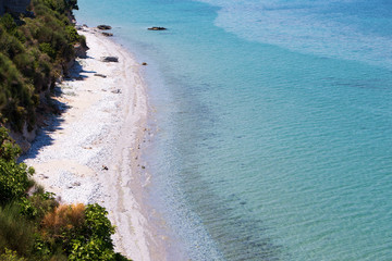 Fototapeta na wymiar Aerial view of the beautiful beach in Katerini, Greece.
