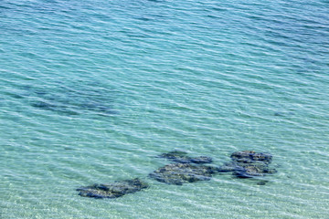 Aerial Close up view of the ocean, Greece.