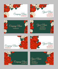 Set of four double-sided floral business cards