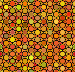 Vector Seamless Multicolor Orange Shades Rounded Hexagon Honeycomb Line Connected Grid Pattern