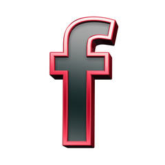 Fototapeta premium One lower case letter from black with red shiny frame alphabet set, isolated on white. Computer generated 3D photo rendering.