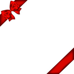 Red gift bow with ribbon. 