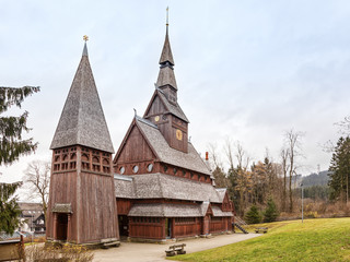 Fototapeta na wymiar Stave church at Hahnenklee, Harz region