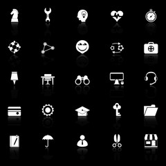 Human resource icons with reflect on black