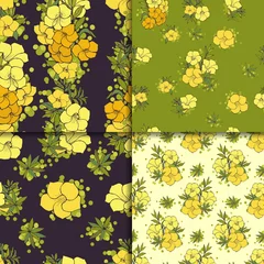Zelfklevend Fotobehang Four seamless floral patterns © lolya1988