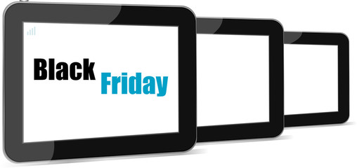 Black Friday Sale. Black Tablet PC Pad. Vector illustration.