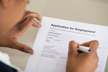 Woman Filling Employment Form
