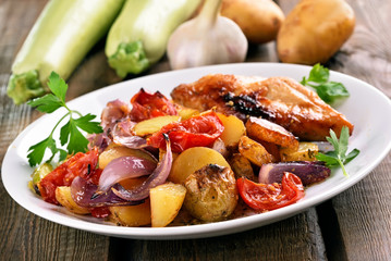 Grilled vegetable with chicken breast