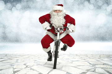 santa claus and bike 
