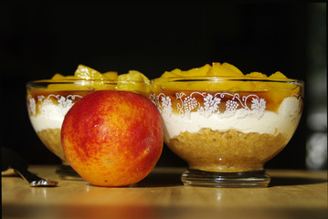 peach desert in fancy bowls