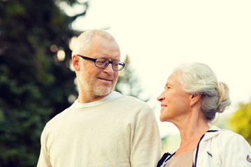 senior couple in city park