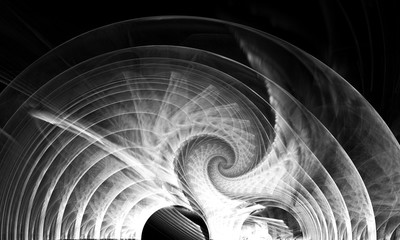 Fractal art background for creative design. Decoration for wallpaper desktop, poster, cover booklet. Abstract texture. Black and white fractal. Print for clothes, t-shirt.