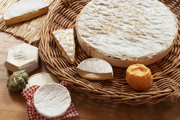 Fototapeta na wymiar Selection Of Soft Cheeses Viewed From Above
