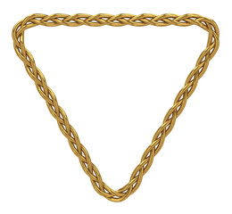 Gold braided triangular frame. Isolated on white background