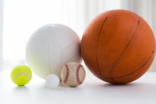 Close Up Of Different Sports Balls Set