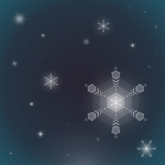 綺麗な雪の結晶が散りばめられている夜空のグラフィック