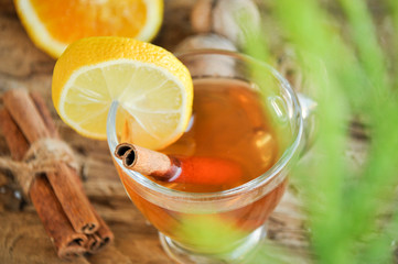 Hot wine for winter and Christmas with delicious orange and spices
