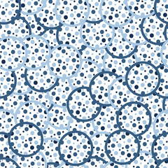Blue and white seamless background of circles