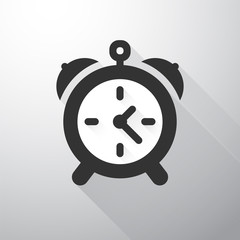 Simple alarm icon with long shadows