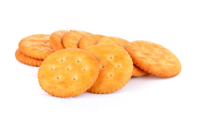 stack of crackers on white background
