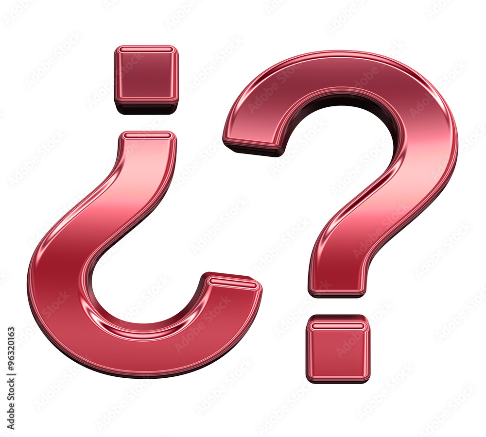Fototapete preview stock photo: question mark from shiny red alphabet set, isolated on white. computer generate