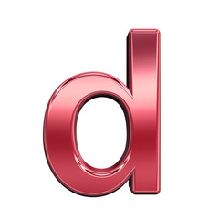 One lower case letter from shiny red alphabet set, isolated on white. Computer generated 3D photo rendering.