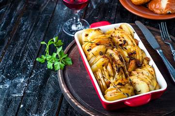 Sliced baked potatoes