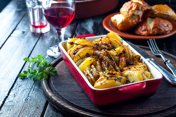 Sliced baked potatoes