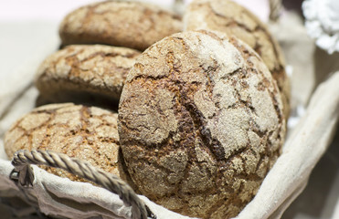Basket rye round bread. 