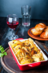 Sliced baked potatoes