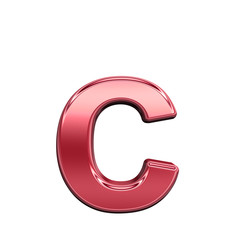 One lower case letter from shiny red alphabet set, isolated on white. Computer generated 3D photo rendering.