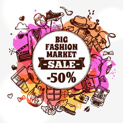 Hipster fashion clothing discount doodle icon