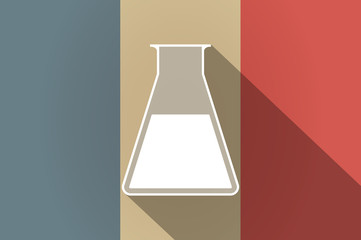 Long shadow flag of France vector icon with a flask