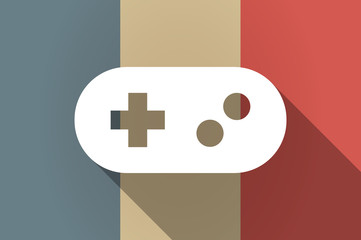 Long shadow flag of France vector icon with a game pad