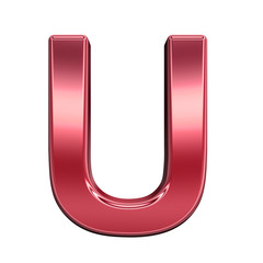 One letter from shiny red alphabet set, isolated on white. Computer generated 3D photo rendering.