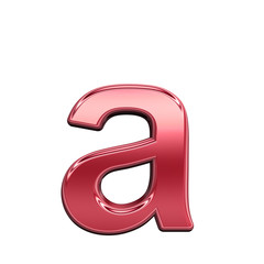 One lower case letter from shiny red alphabet set, isolated on white. Computer generated 3D photo rendering.